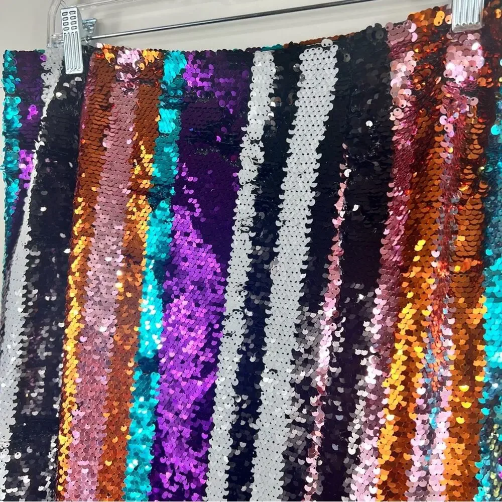Gracia Vibrant Sequin Striped Pencil Skirt - Picture 4 of 12